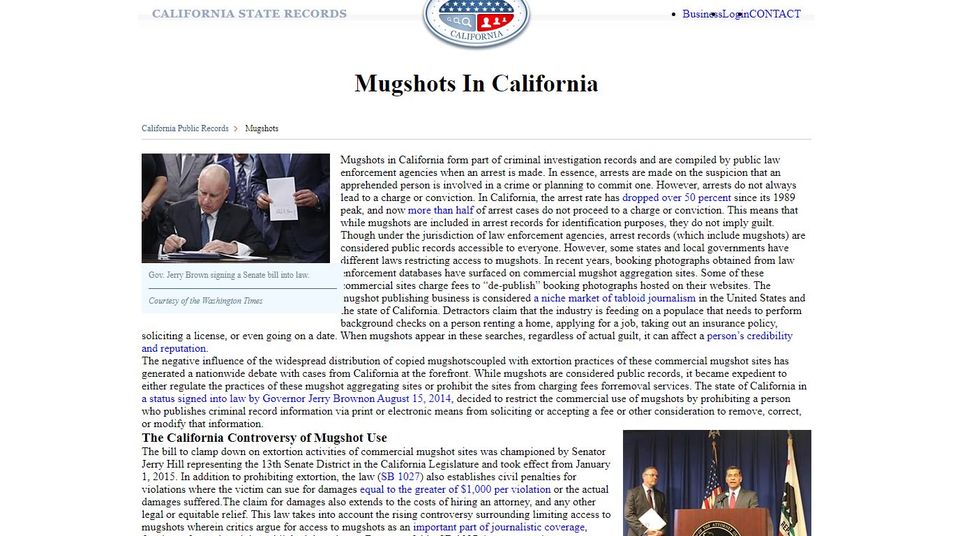 Mugshots In California - State Records